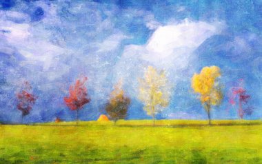 Oil picture a Autumn landscape clipart