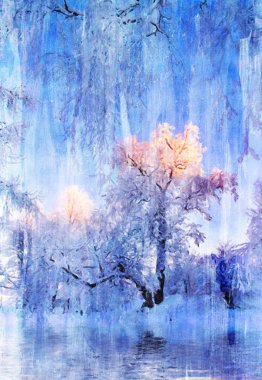 Picture - a winter landscape clipart