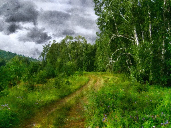 stock image Old picture - before a rain in wood