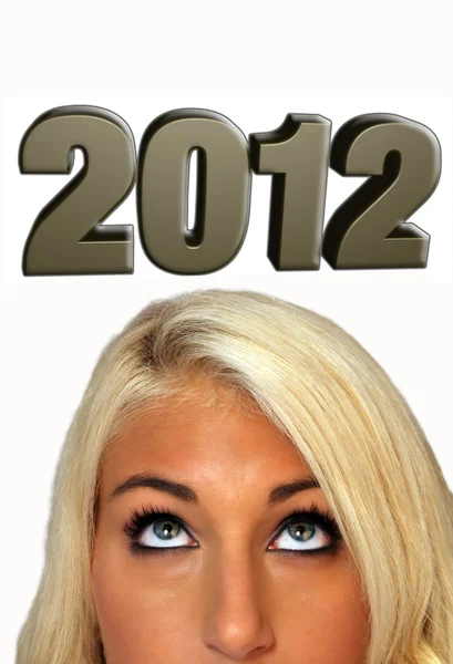 Beautiful Young Blonde with 2012 (1) — Stock Photo, Image