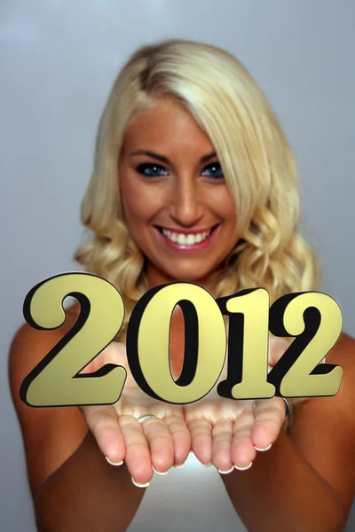 Beautiful Young Blonde with 2012 (2) — Stock Photo, Image