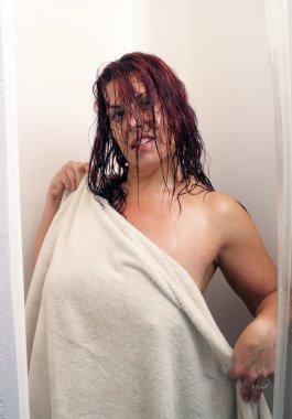 Sexy Redhead in the Shower (1) clipart