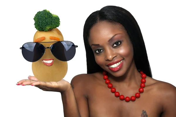 Beautiful Young Hostess with a Butternut Squash — Stock Photo, Image