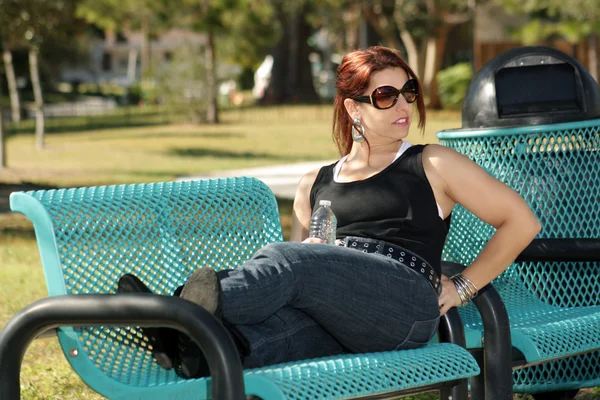 Lovely Casual Redhead Outdoors (4) — Stock Photo, Image