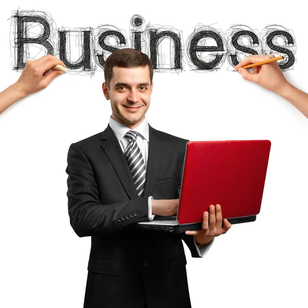 Skica slovo podnikání s podnikatel — Stock fotografie