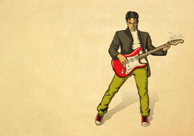 Punk man with the guitar clipart