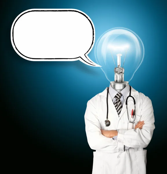 Doutor com cabeça de lâmpada — Fotografia de Stock
