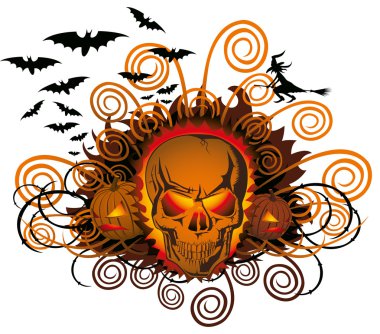 angry halloween skull clipart