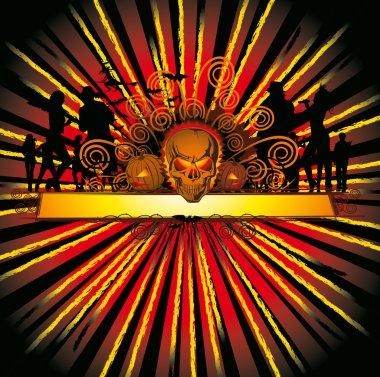 angry halloween skull and dancing clipart