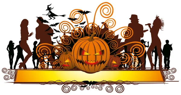 Angry halloween pumpkin and dancing — Stock Vector