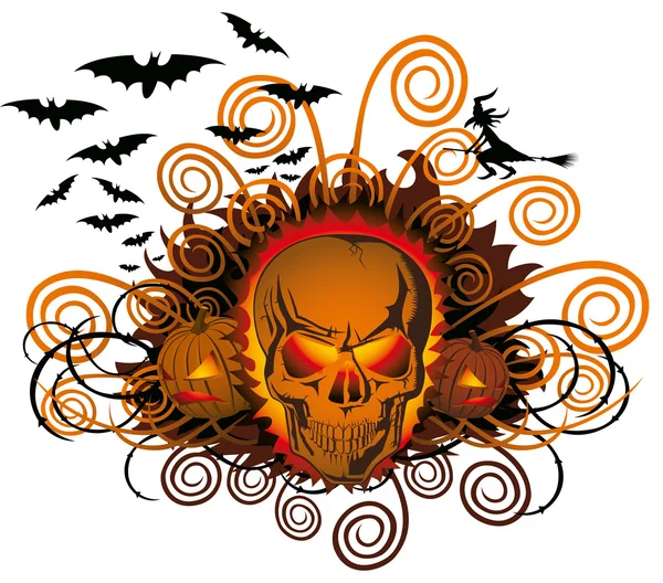 Kızgın halloween kafatası — Stok Vektör