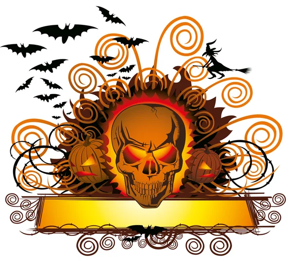 Wütender Halloween-Totenkopf — Stockvektor