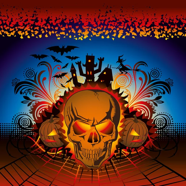Cráneo de Halloween enojado — Vector de stock