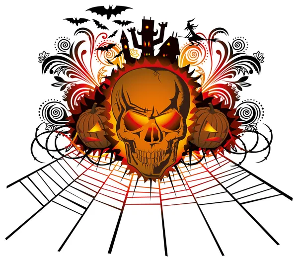 Angry halloween skull — Stock Vector