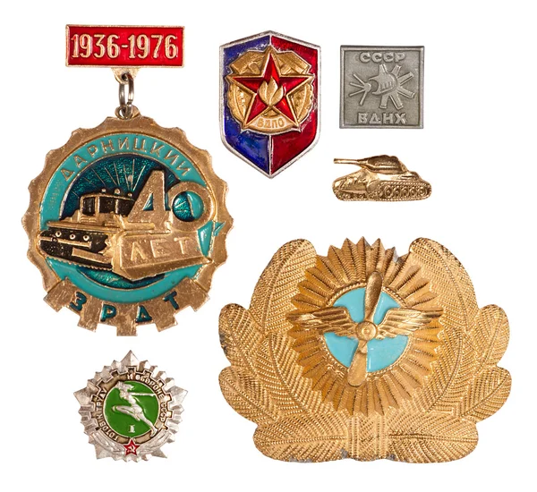 Oude Sovjet-Unie badges — Stockfoto