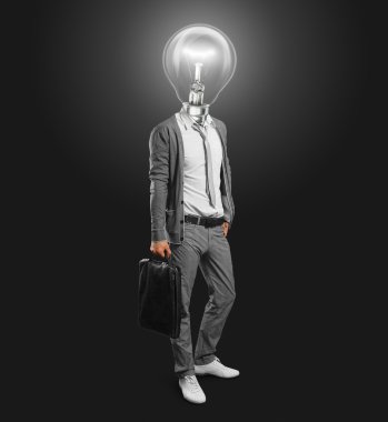 Lamp head businessman clipart