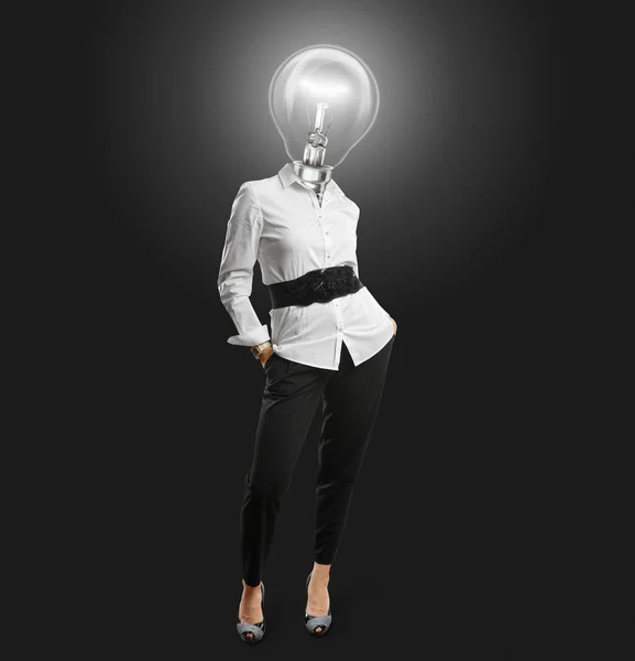 Lamp hoofd zakenvrouw — Stockfoto