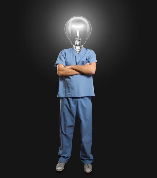 Férfi orvos fej lámpa — Stock Fotó