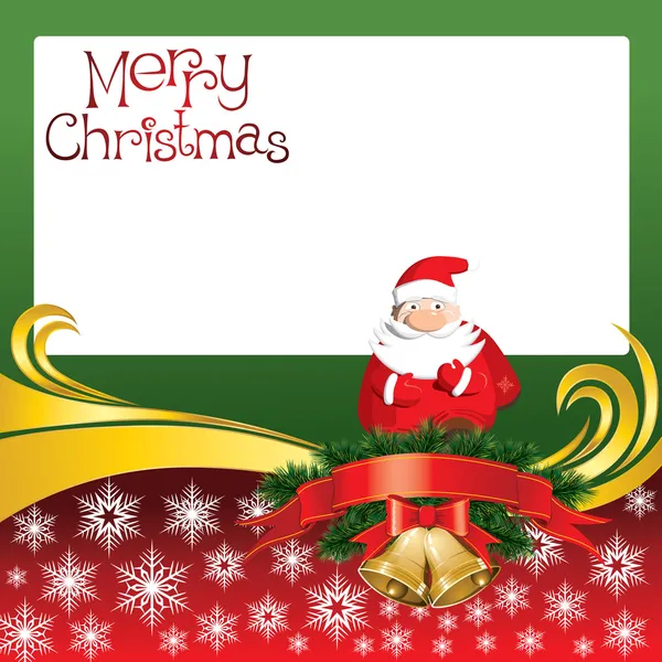 Διάνυσμα Χριστουγεννιάτικη κάρτα με κουδούνια και Άγιο Βασίλη — Διανυσματικό Αρχείο