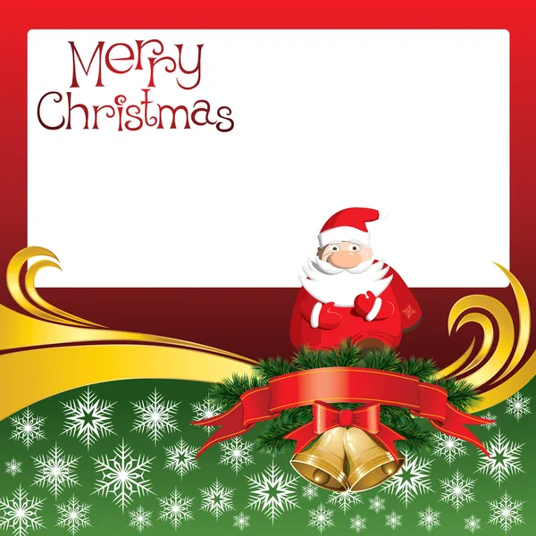 Cartão de Natal Vector com Sinos e Papai Noel — Vetor de Stock