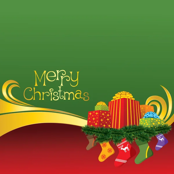 2012 tarjeta de Navidad vector con calcetines — Archivo Imágenes Vectoriales