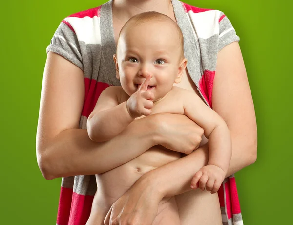 Parmak ile şirin bebek — Stok fotoğraf