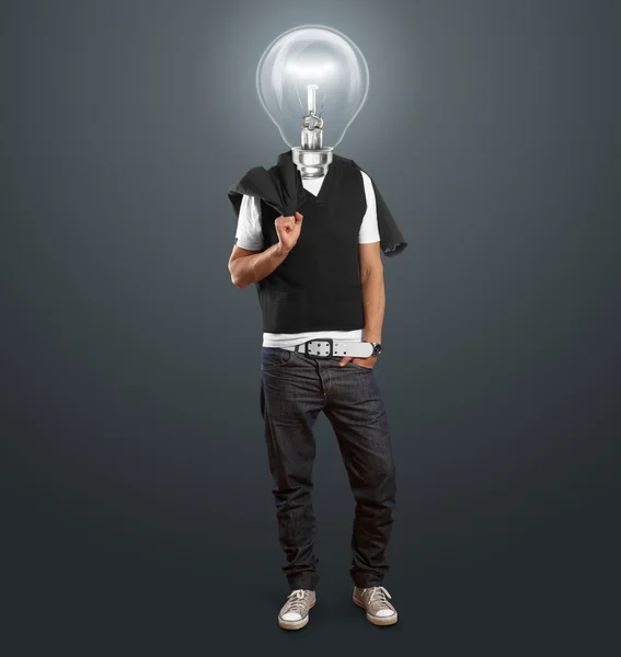 Homem cabeça lâmpada — Fotografia de Stock