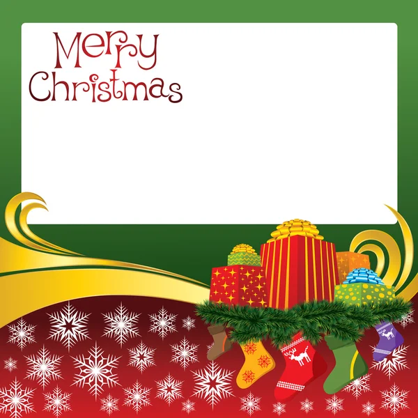 2012 vetor cartão de Natal com meias — Vetor de Stock