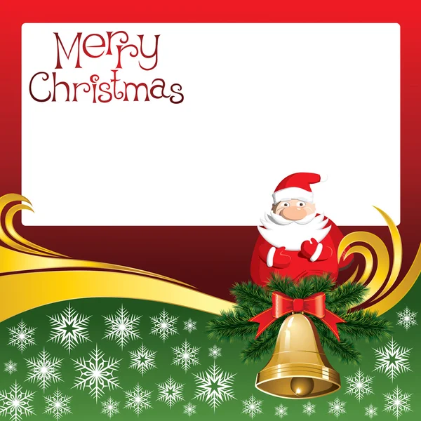 Векторная рождественская открытка с колокольчиками и Санта-Клаусом — стоковый вектор