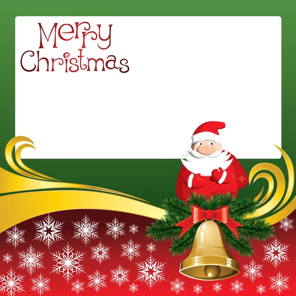 Векторная рождественская открытка с колокольчиками и Санта-Клаусом — стоковый вектор
