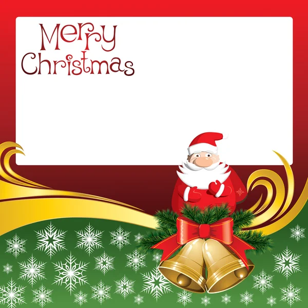 Tarjeta de Navidad Vector con Campanas y Santa Claus — Vector de stock