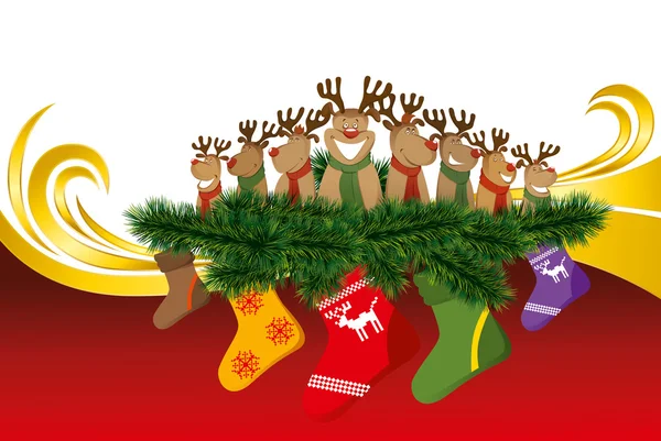 2012 矢量与驯鹿的圣诞贺卡 — 图库矢量图片