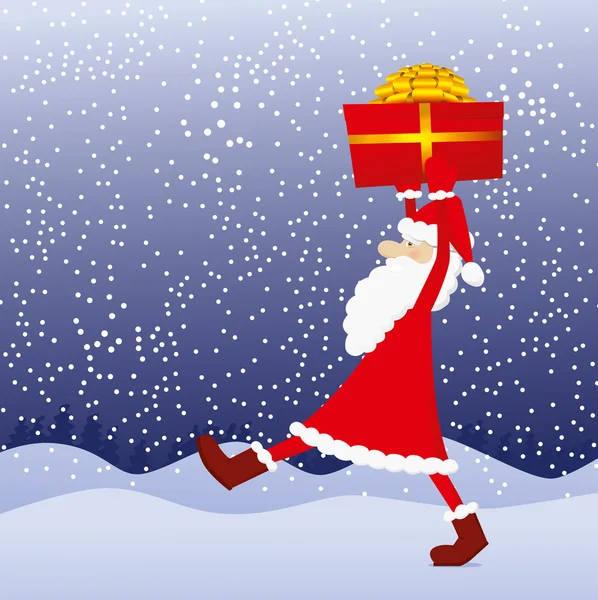 Snata Claus avec cadeau — Image vectorielle