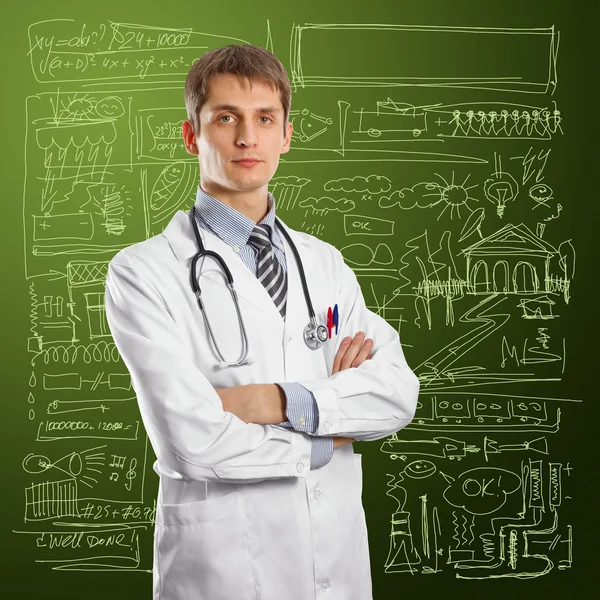 Mężczyzna młody lekarz z stetoskop — Zdjęcie stockowe