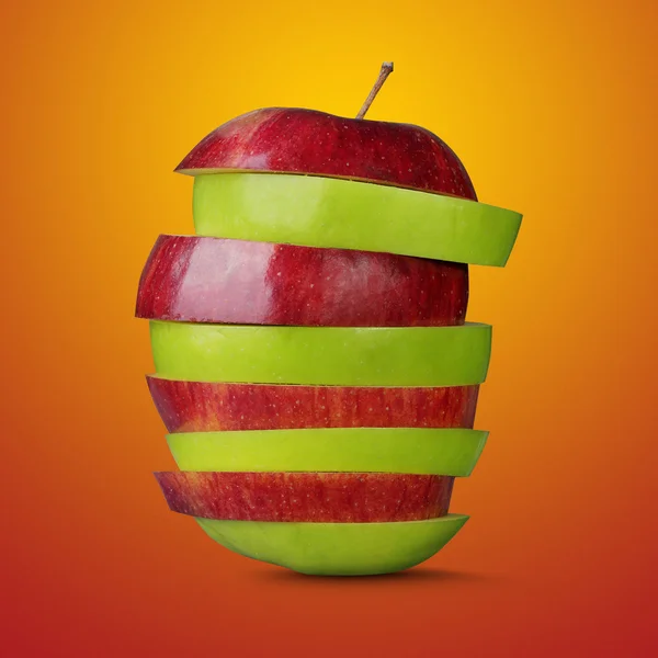 Manzanas de corte rojo y verde — Foto de Stock