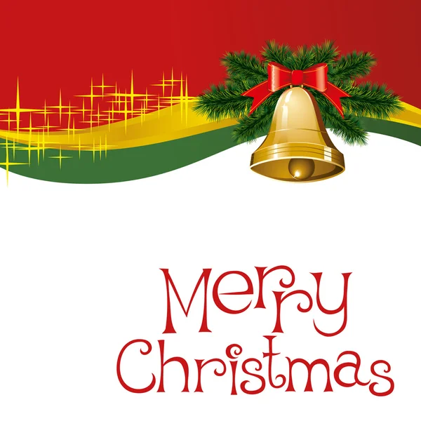 Weihnachtskarte mit Glocken und Weihnachtsbaum — Stockvektor