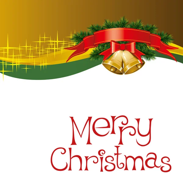 Weihnachtskarte mit Glocken und Weihnachtsbaum — Stockvektor