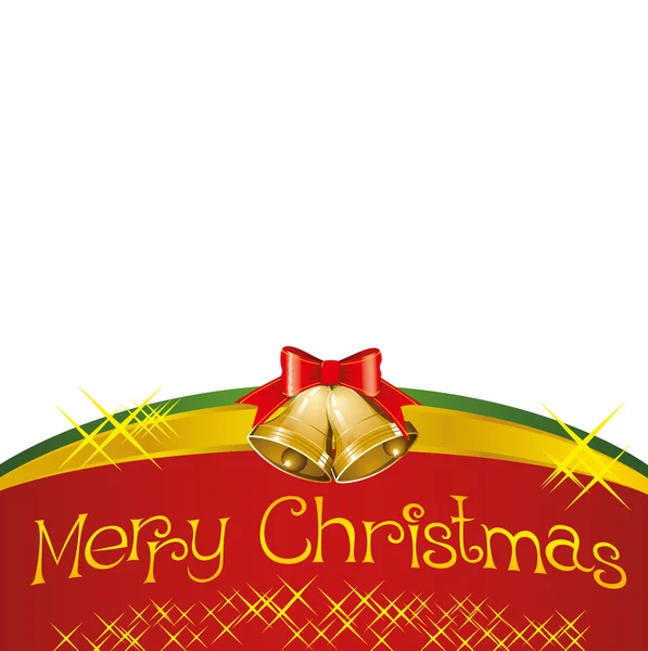 Biglietto di Natale con campanelli con albero di Natale — Vettoriale Stock