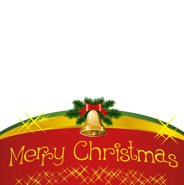 Biglietto di Natale con campanelli con albero di Natale — Vettoriale Stock