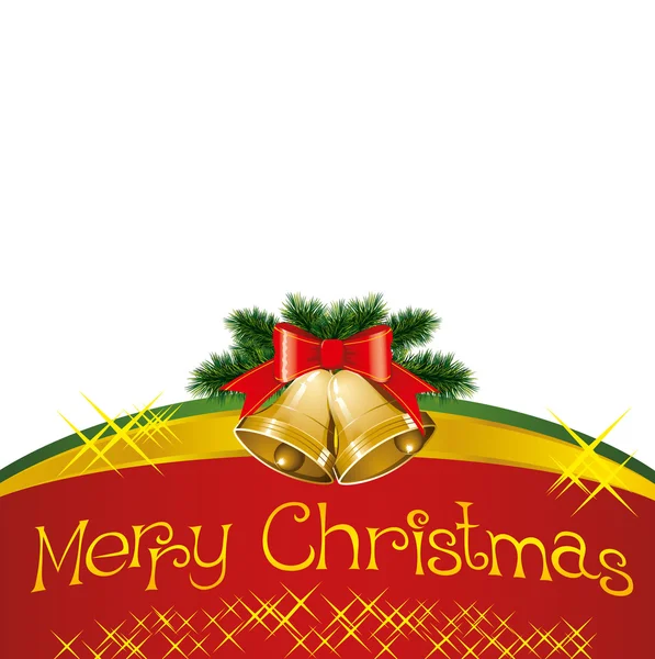 Tarjeta de Navidad con campanas con árbol de Navidad — Vector de stock