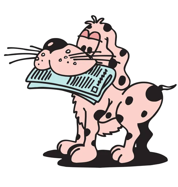Hond en krant — Stockvector