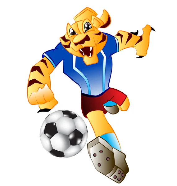Tiger futbol maskot — Stok Vektör