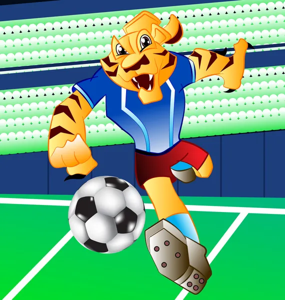 Mascote de futebol tigre — Vetor de Stock