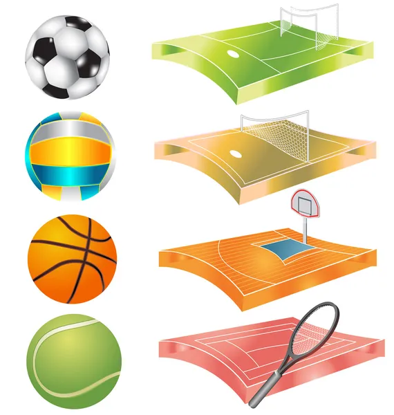 Futbol, basketbol, voleybol, Tenis alanı ve stadyum