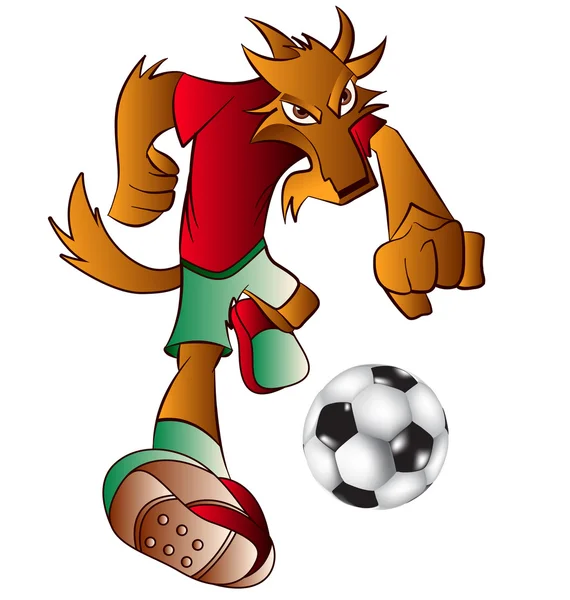 Mascotte jouer au football — Image vectorielle