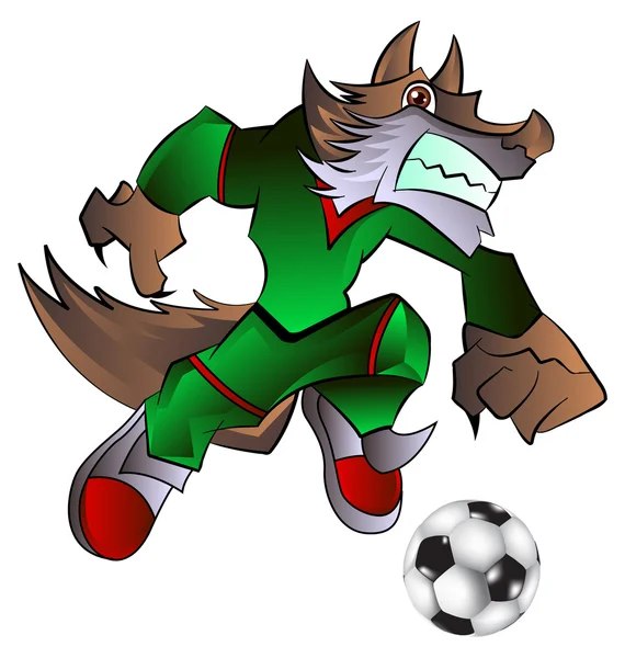 Mascotte jouer au football — Image vectorielle