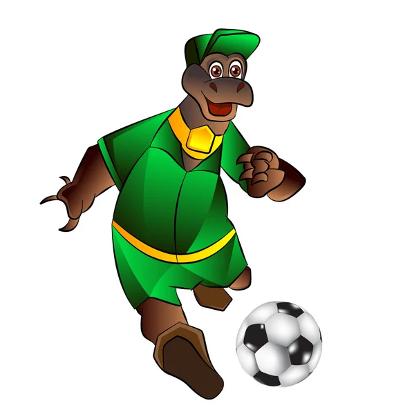 Mascot playing football — Stock Vector