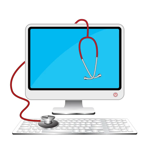 stock vector doctors computer