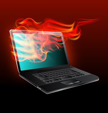 open fire laptop clipart