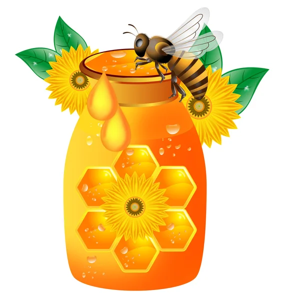 蜜蜂和蜂蜜蜂および蜂蜜 — 图库矢量图片